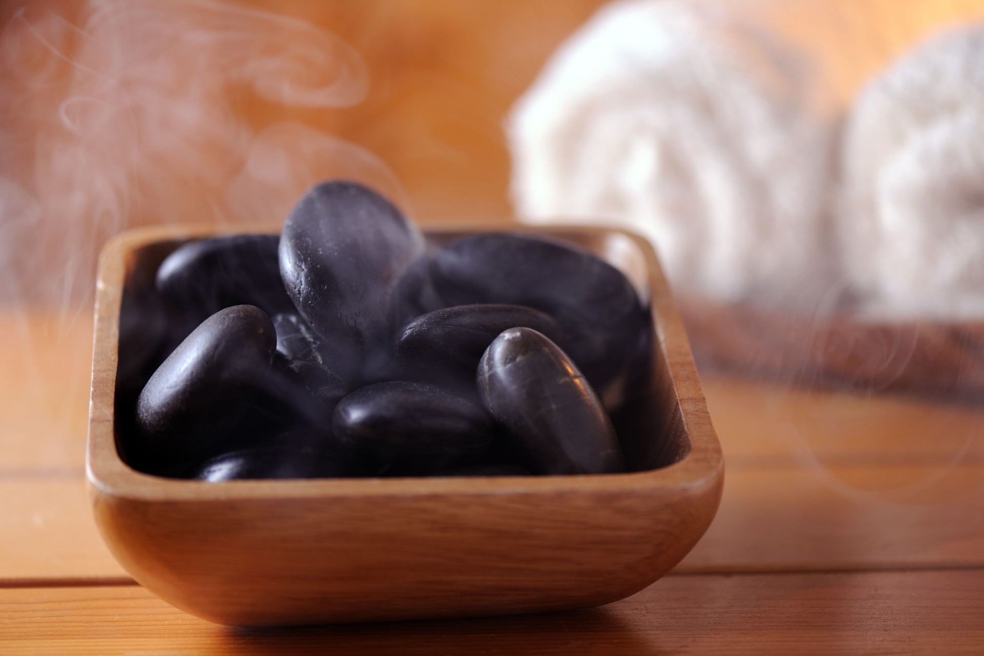 Sauna stones with steam